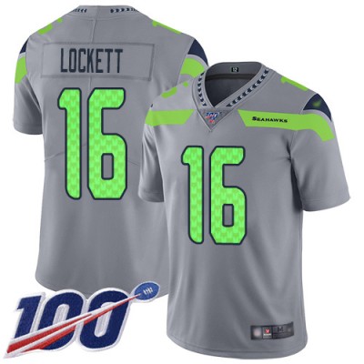 Nike Seattle Seahawks #16 Tyler Lockett Gray Men's Stitched NFL Limited Inverted Legend 100th Season Jersey Men's